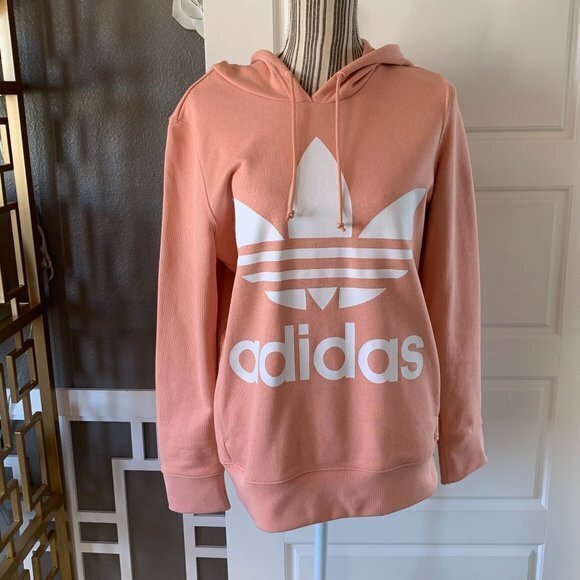 Adidas Trefoil Logo Hoodie in Dust Pink - Picture 1 of 9